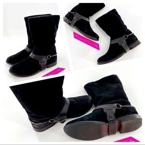 ATTIZZARE Black Suede Riding Boots Size 5.5 Black